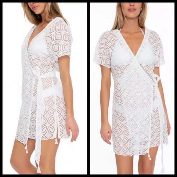 💕TRINA TURK💕 Pacheco Wrap Crochet Dress ~ Swimsuit Cover-Up White NWOT - Picture 9 of 16